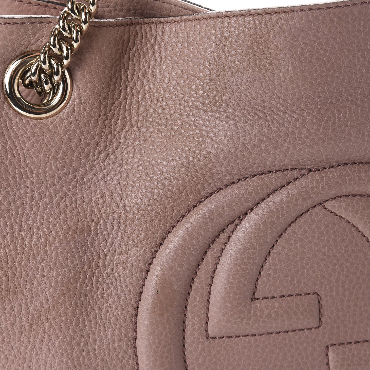 Gucci Pebbled Calfskin Medium Soho Chain Shoulder Bag Dark Cipria 11 of 12