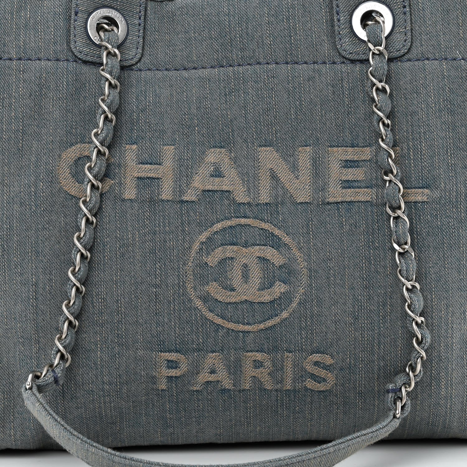 Chanel Denim Small Deauville Tote Light Blue 9 of 11
