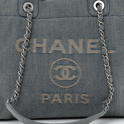 Chanel Denim Small Deauville Tote Light Blue 9 of 11