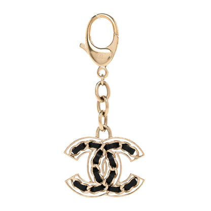 Chanel Lambskin CC Chain Keychain Black Gold 1 of 5