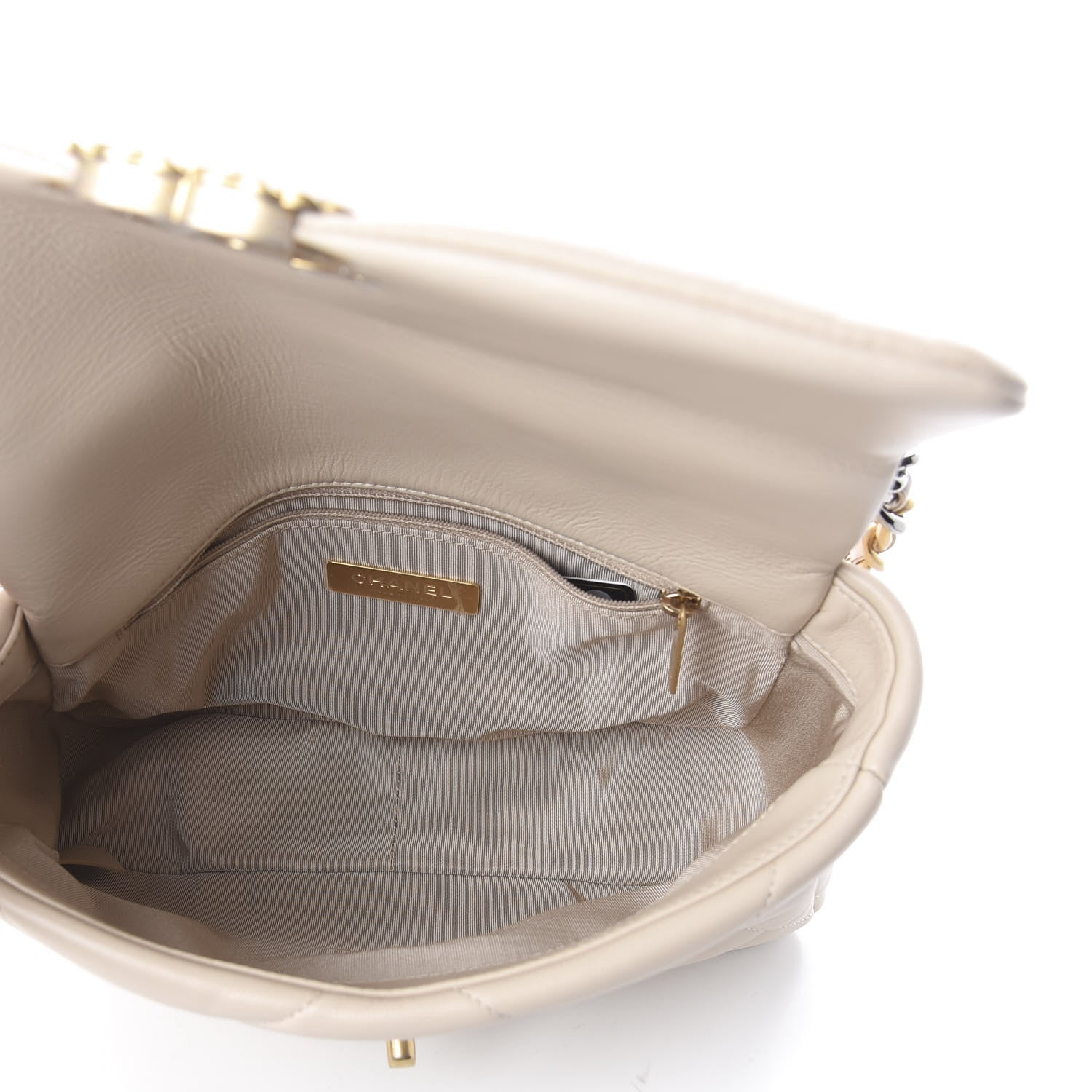 Chanel Goatskin Quilted Medium 19 Flap Beige 4 of 9