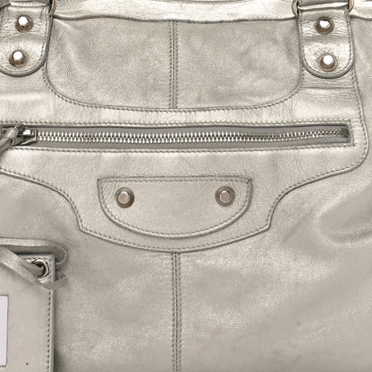 Balenciaga Metallic Agneau Classic Palladium Hardware Work Argent 8 of 10