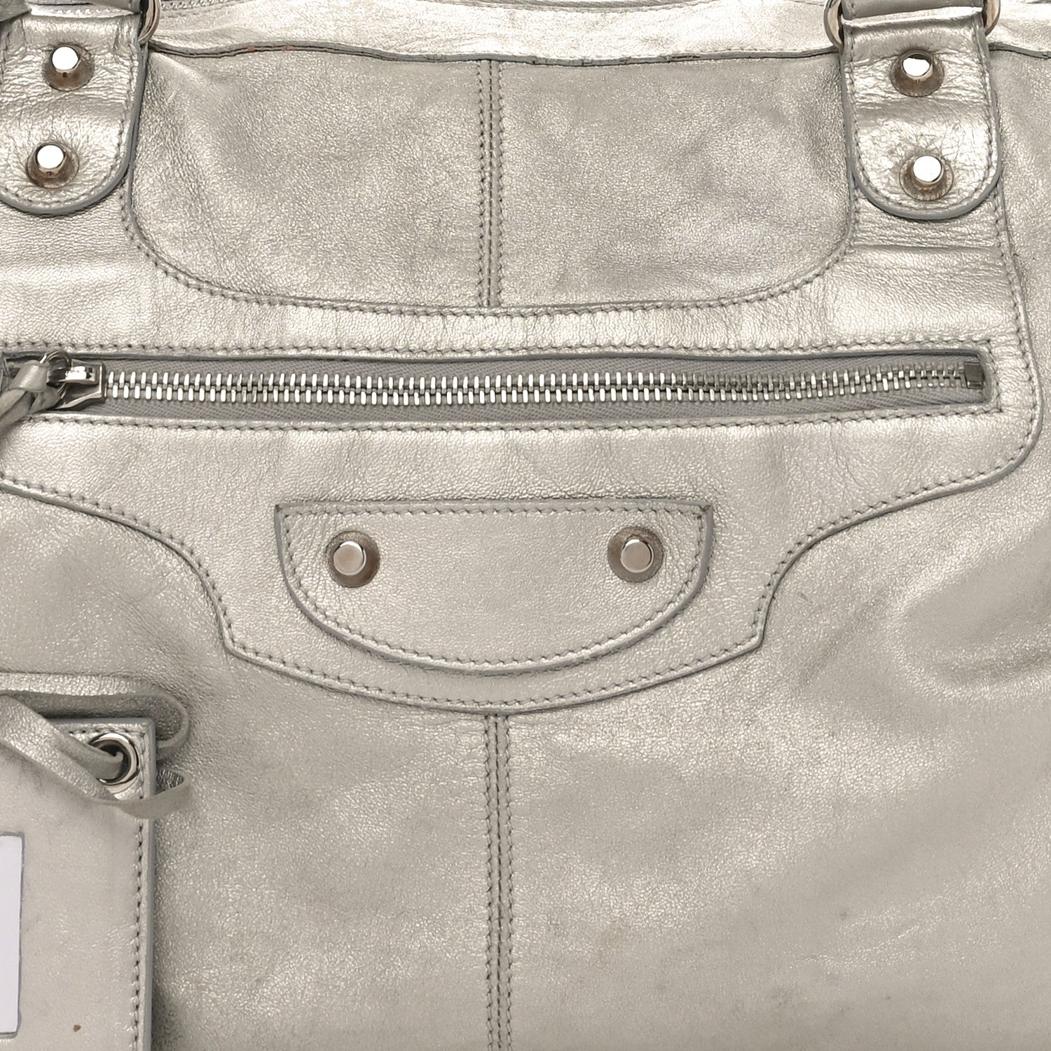 Balenciaga Metallic Agneau Classic Palladium Hardware Work Argent 8 of 10