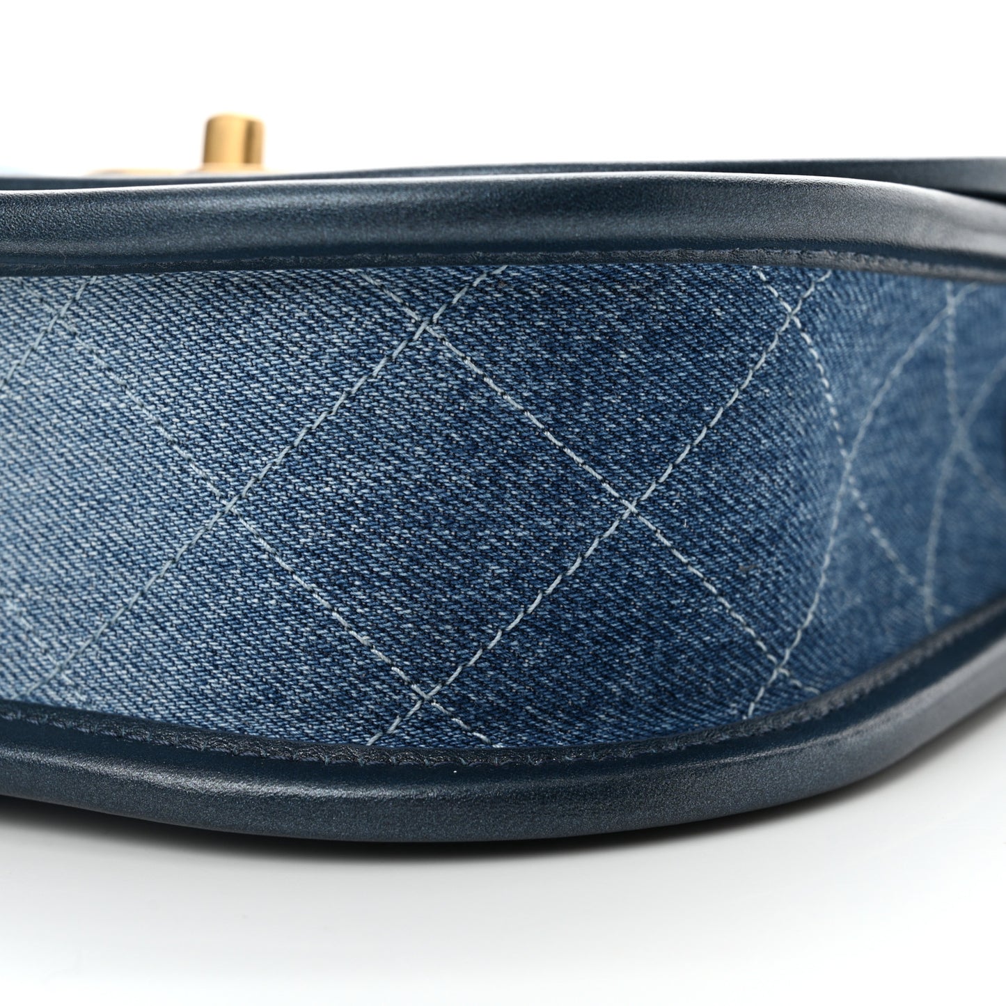 Washed Denim Quilted Small Messenger Flap Blue