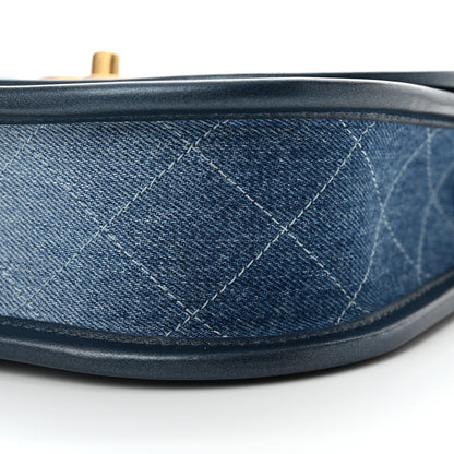 Chanel Washed Denim Quilted Small Messenger Flap Blue 10 of 11