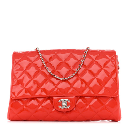Chanel Patent Quilted Clutch With Chain Flap Red 1 of 7