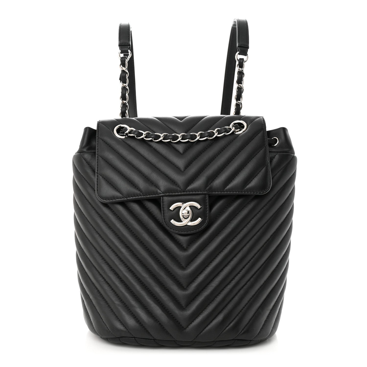 Chanel Calfskin Chevron Quilted Small Urban Spirit Backpack Black 1 of 10