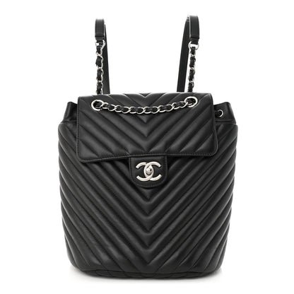 Chanel Calfskin Chevron Quilted Small Urban Spirit Backpack Black 1 of 10