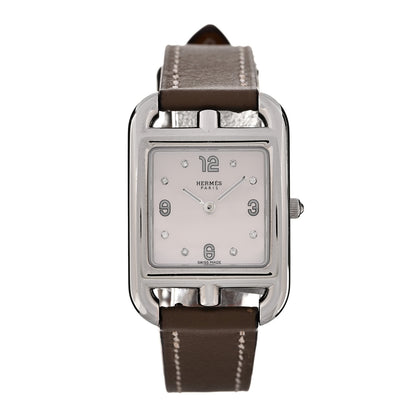 Hermes Stainless Steel Swift Diamond Mother of Pearl 23mm Cape Cod Quartz Watch Etoupe 1 of 5