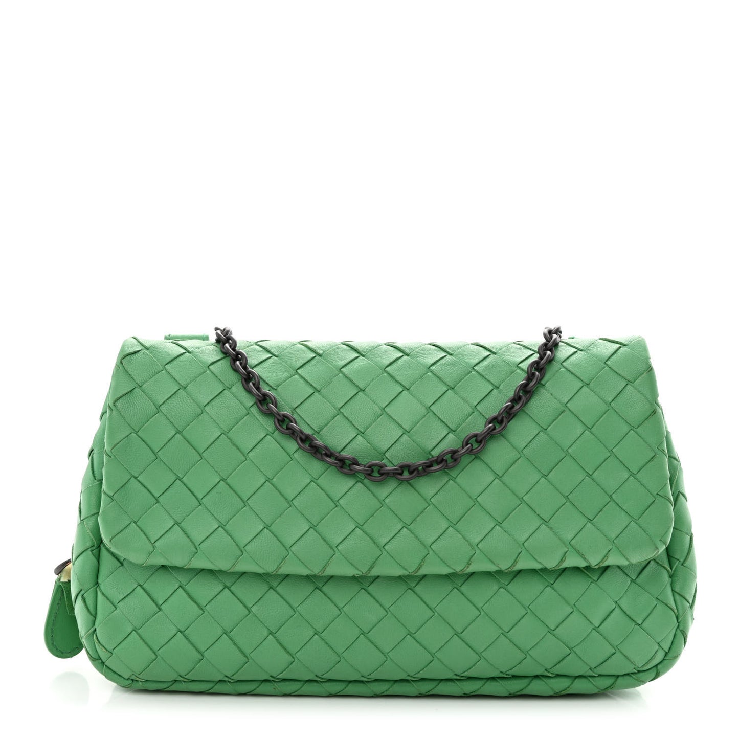 Nappa Intrecciato Mini Chain Messenger Green