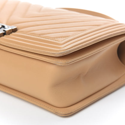 Chanel Lambskin Chevron Quilted New Medium Boy Flap Beige 15 of 22