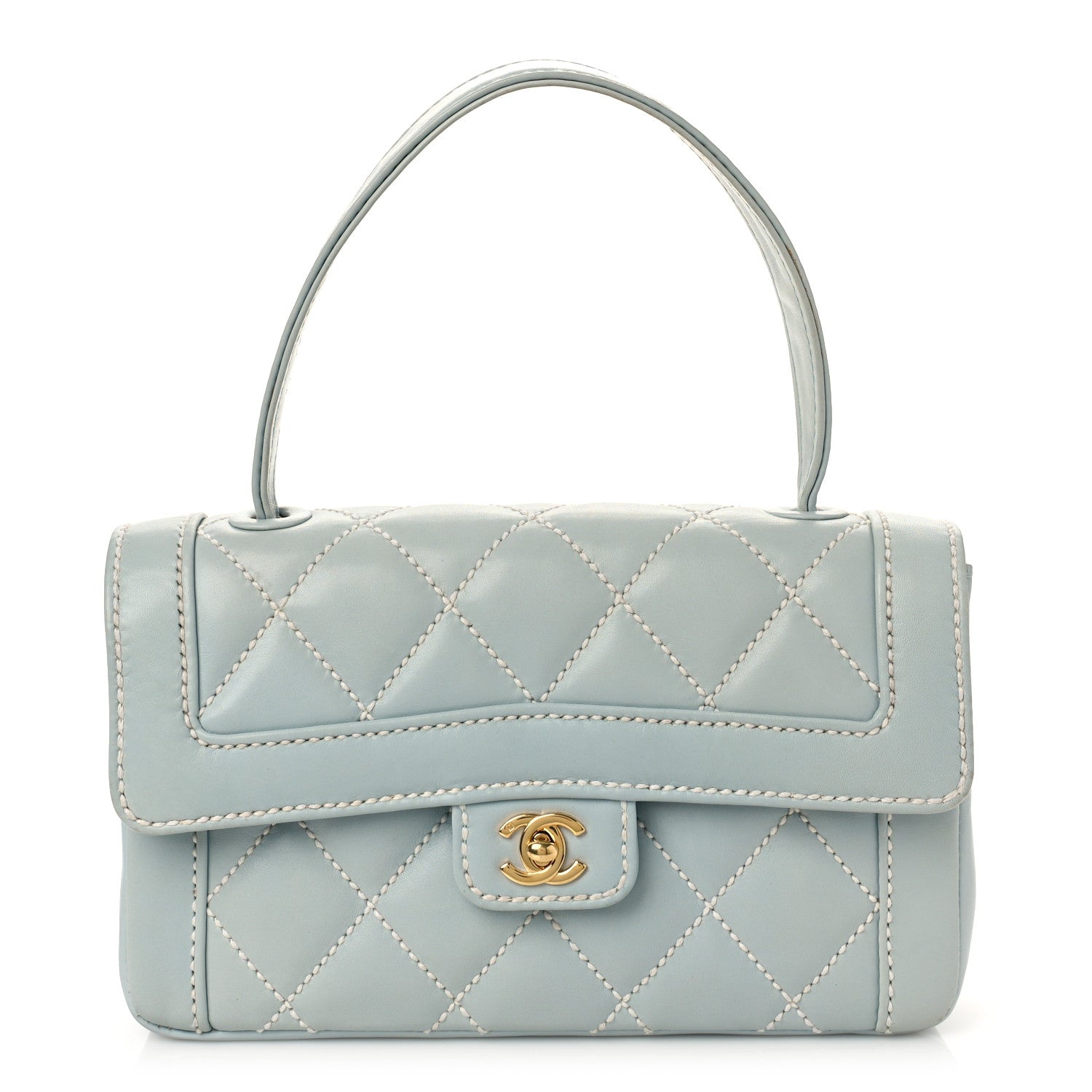 Chanel Calfskin Quilted Wild Stitch Flap Light Blue 1 of 9