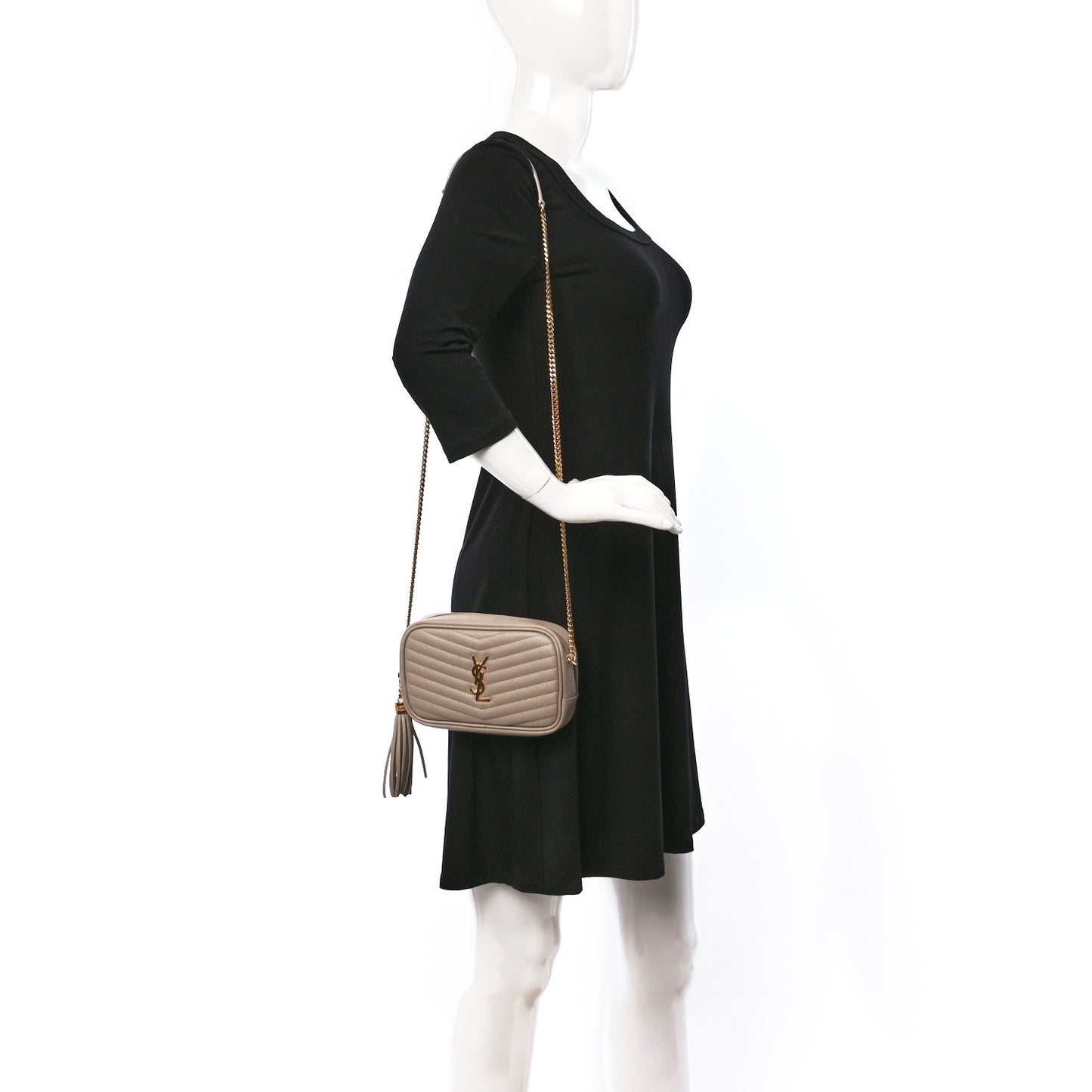 Grain De Poudre Matelasse Monogram Mini Lou Camera Bag Dark Beige