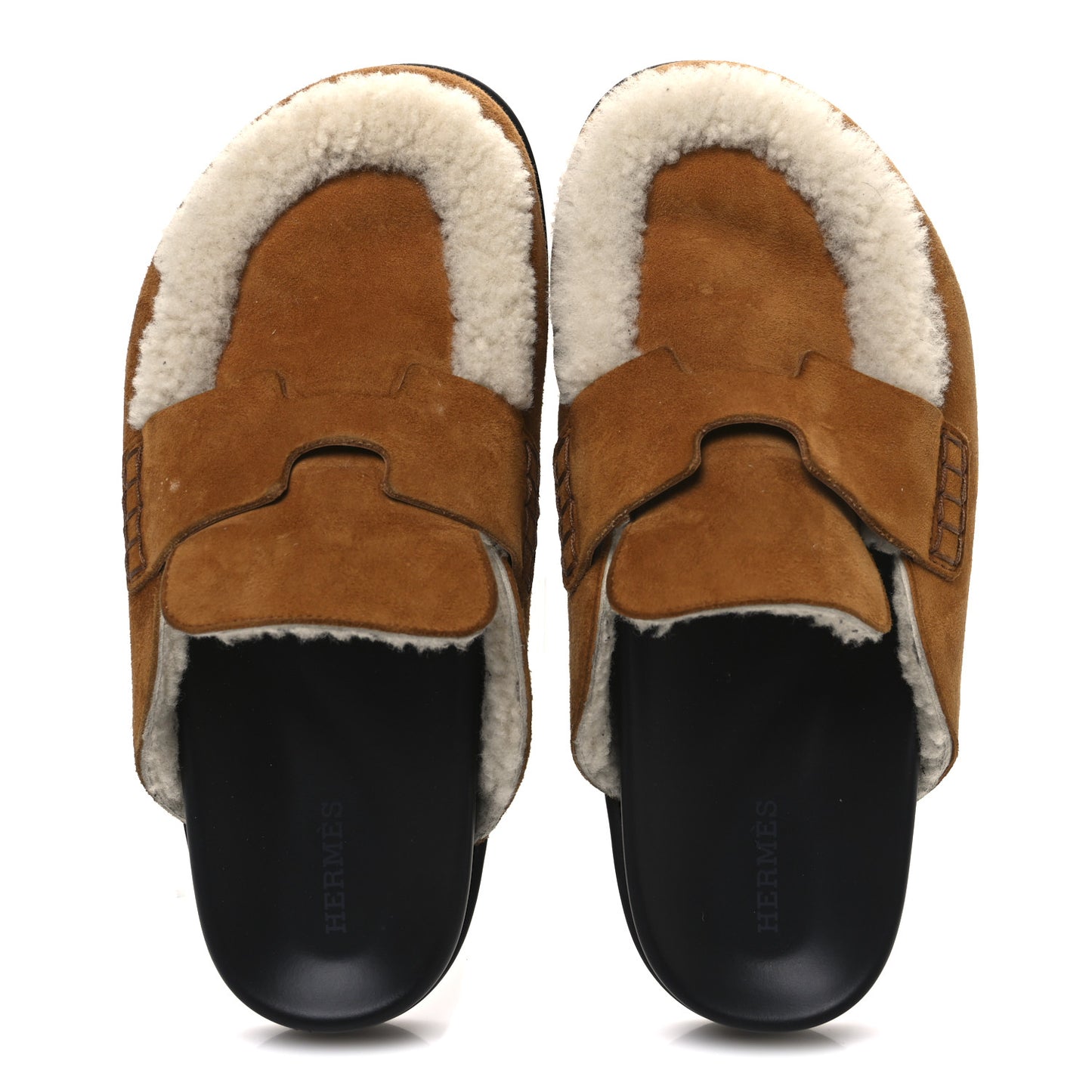 Suede Goatskin Shearling Go Mules 37.5 Beige Kraft Ecru