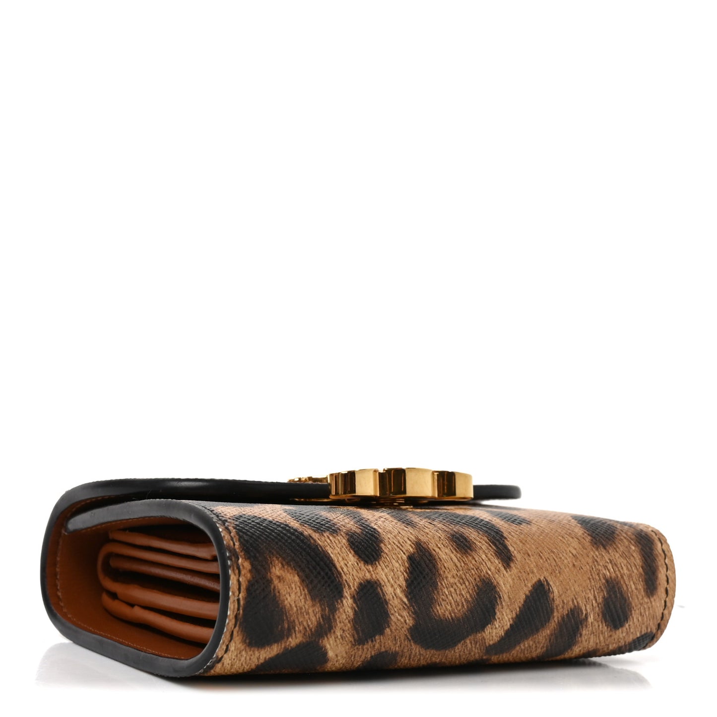 Canvas Leopard Small Triomphe Wallet Tan