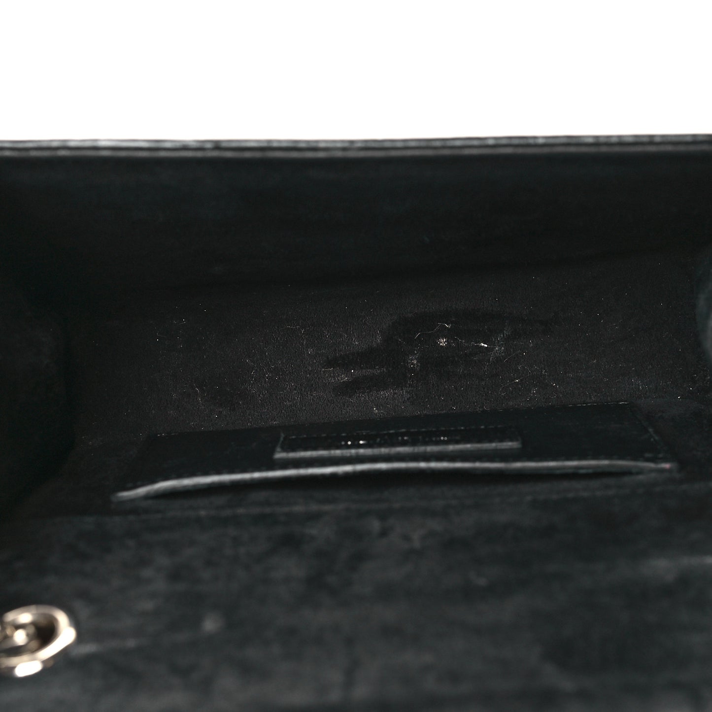 Calfskin Crocodile Embossed Small Classic Monogram Kate Tassel Satchel Black