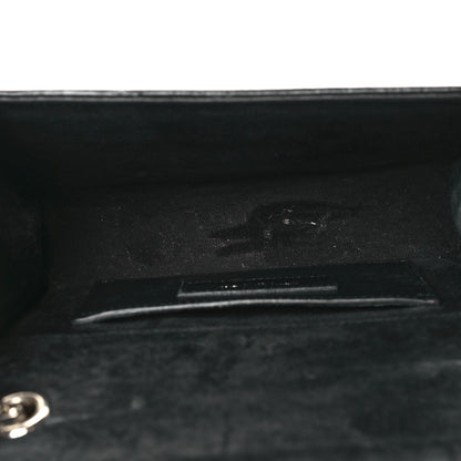 Saint Laurent Calfskin Crocodile Embossed Small Classic Monogram Kate Tassel Satchel Black 5 of 11