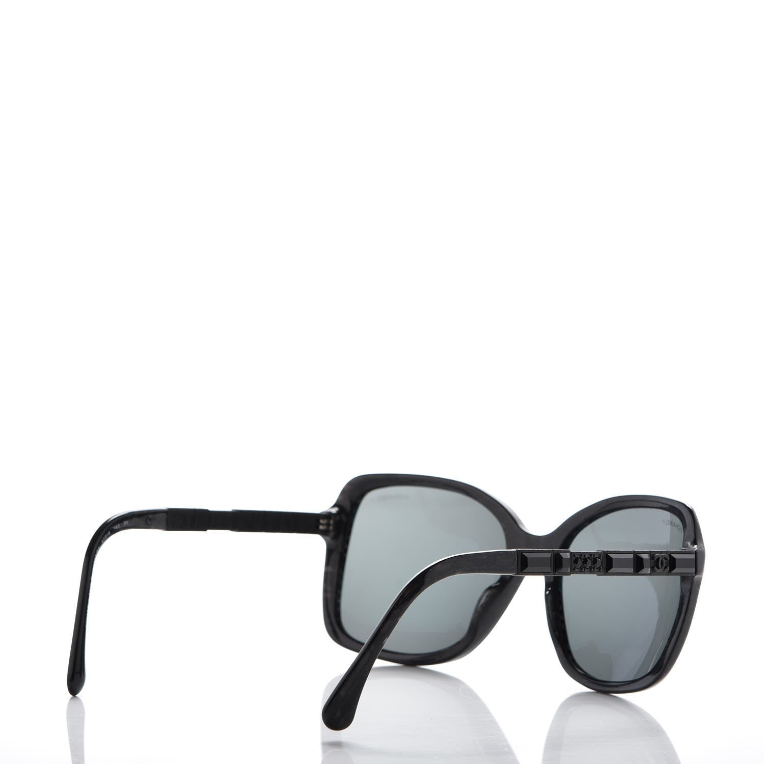 Chanel Baguette Crystal Polarized Square Sunglasses 5308-B Black 3 of 8