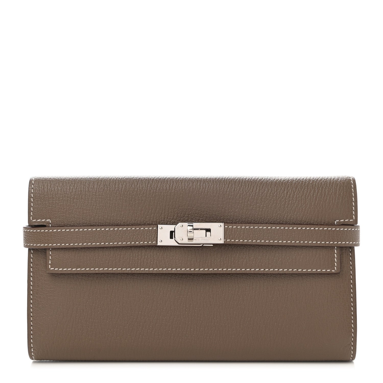 Hermes Chevre Mysore Kelly Longue Wallet Etoupe 1 of 6