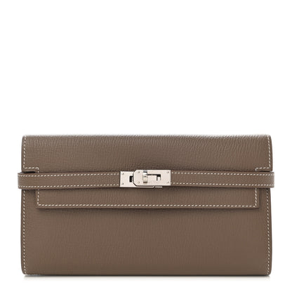 Hermes Chevre Mysore Kelly Longue Wallet Etoupe 1 of 6