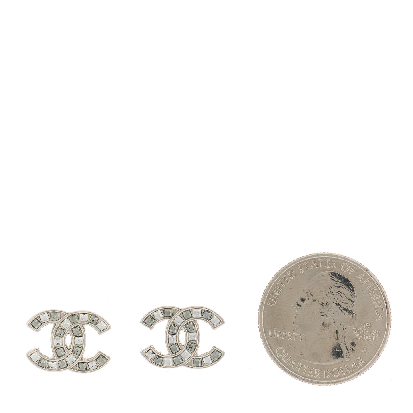 Baguette Crystal CC Earrings Silver Grey