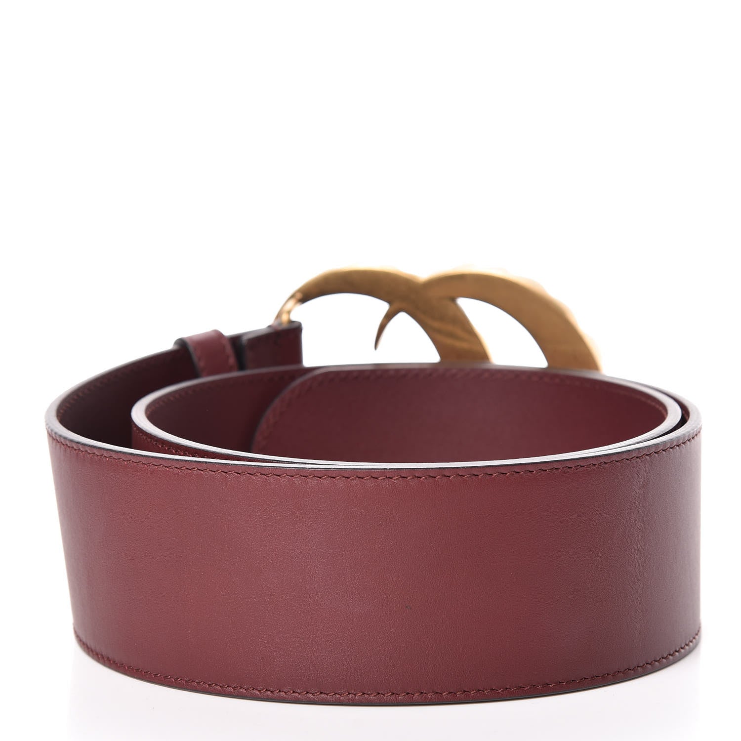 Gucci Calfskin Crystal Double G 55mm Belt 80 32 Burgundy 3 of 7