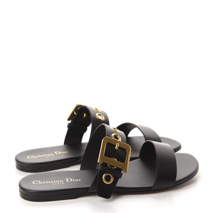Christian Dior Calfskin D-Dior Slide Flat Sandals 40 Black 4 of 10