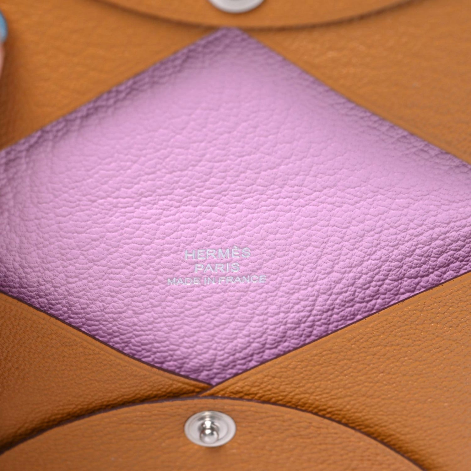 Hermes Chevre Mysore Verso Calvi Card Case Caramel Mauve Sylvestre 6 of 8