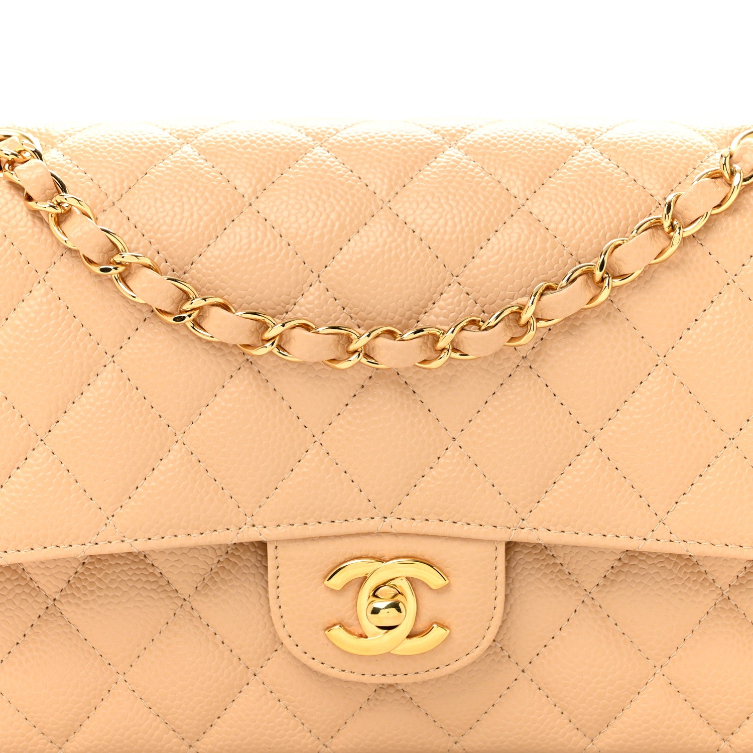Chanel Caviar Quilted Medium Double Flap Beige 8 of 12