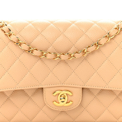 Chanel Caviar Quilted Medium Double Flap Beige 8 of 12