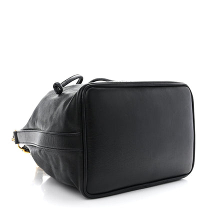 Chanel Lambskin CC Stitched Drawstring Bucket Bag Black 4 of 10
