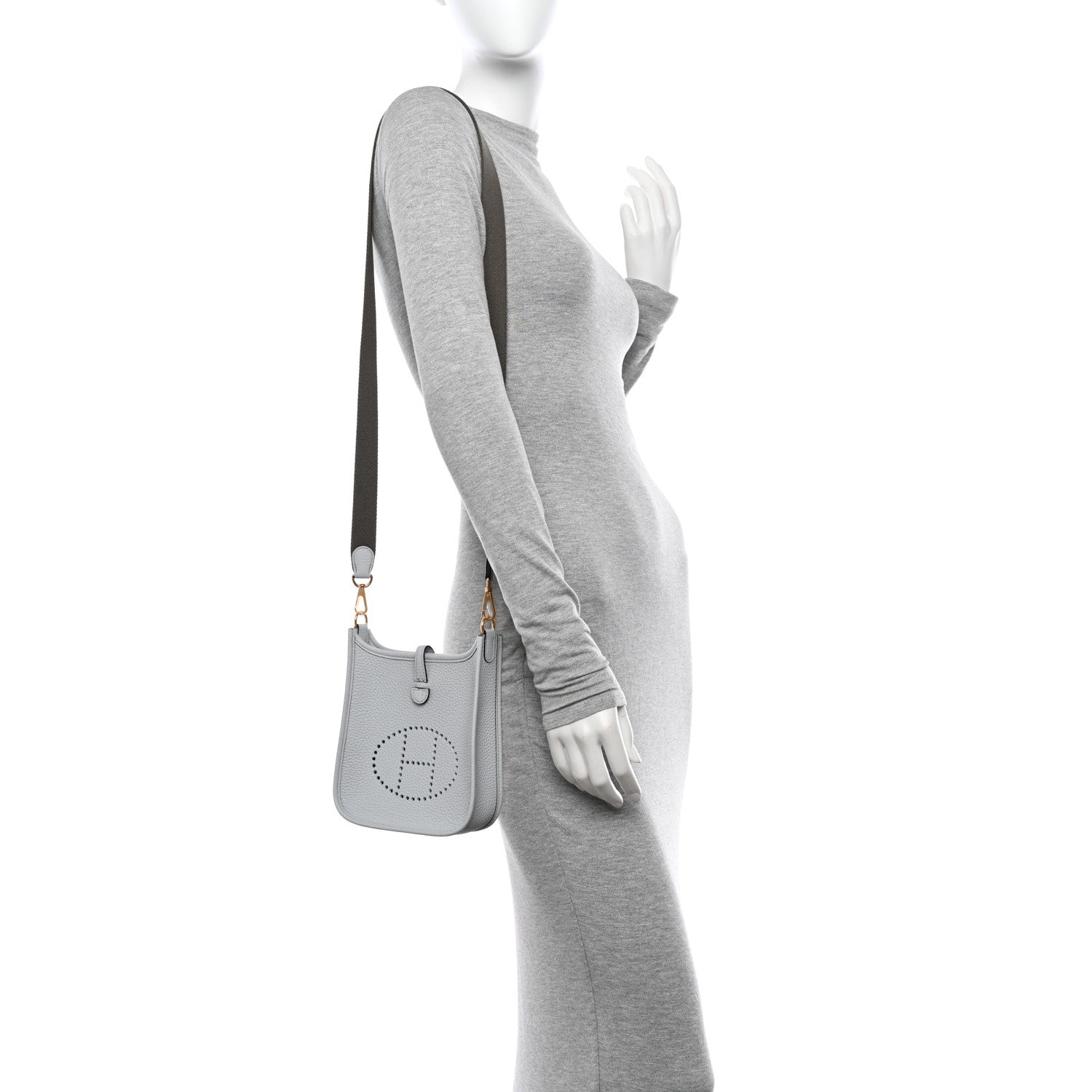 Hermes Taurillon Clemence Amazone Evelyne TPM Bleu Pale Etain 2 of 11
