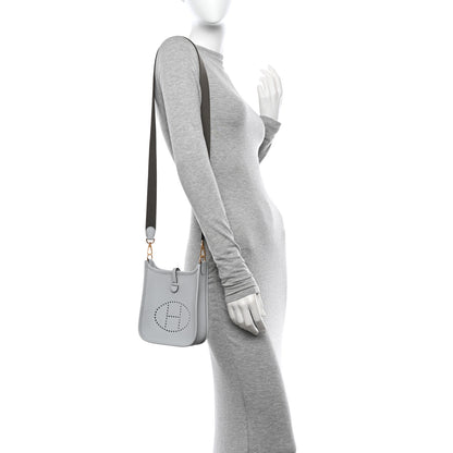 Hermes Taurillon Clemence Amazone Evelyne TPM Bleu Pale Etain 2 of 11