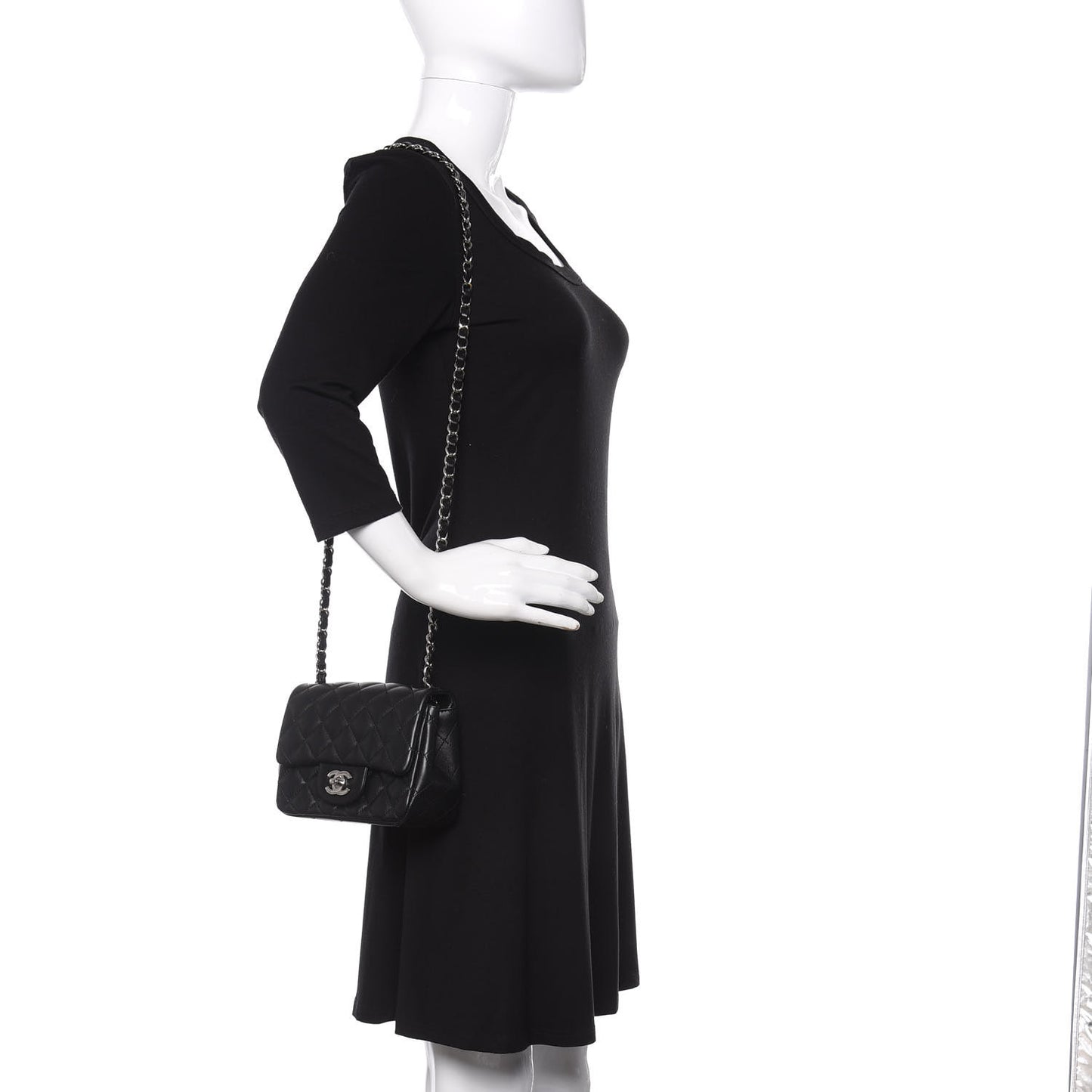 Lambskin Quilted Mini Square Flap Black