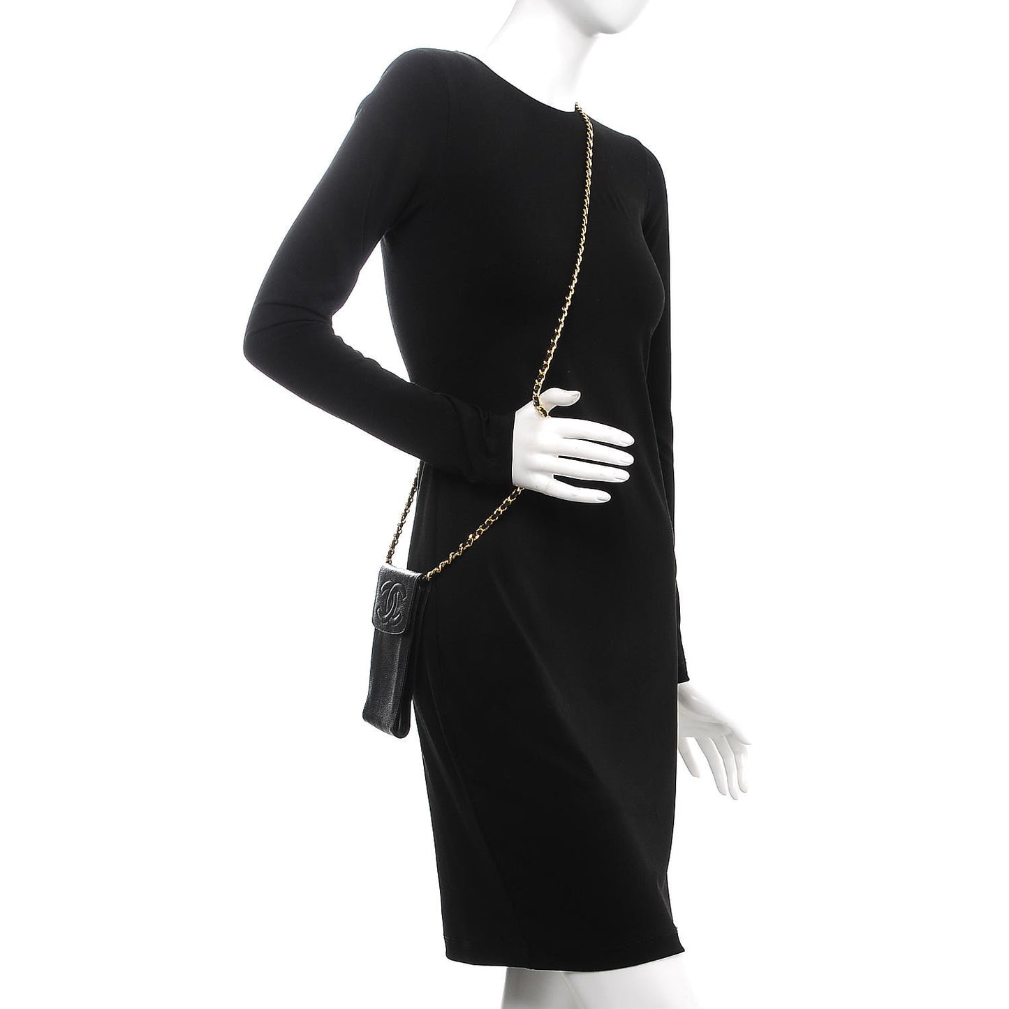 Caviar CC Phone Holder Crossbody Black