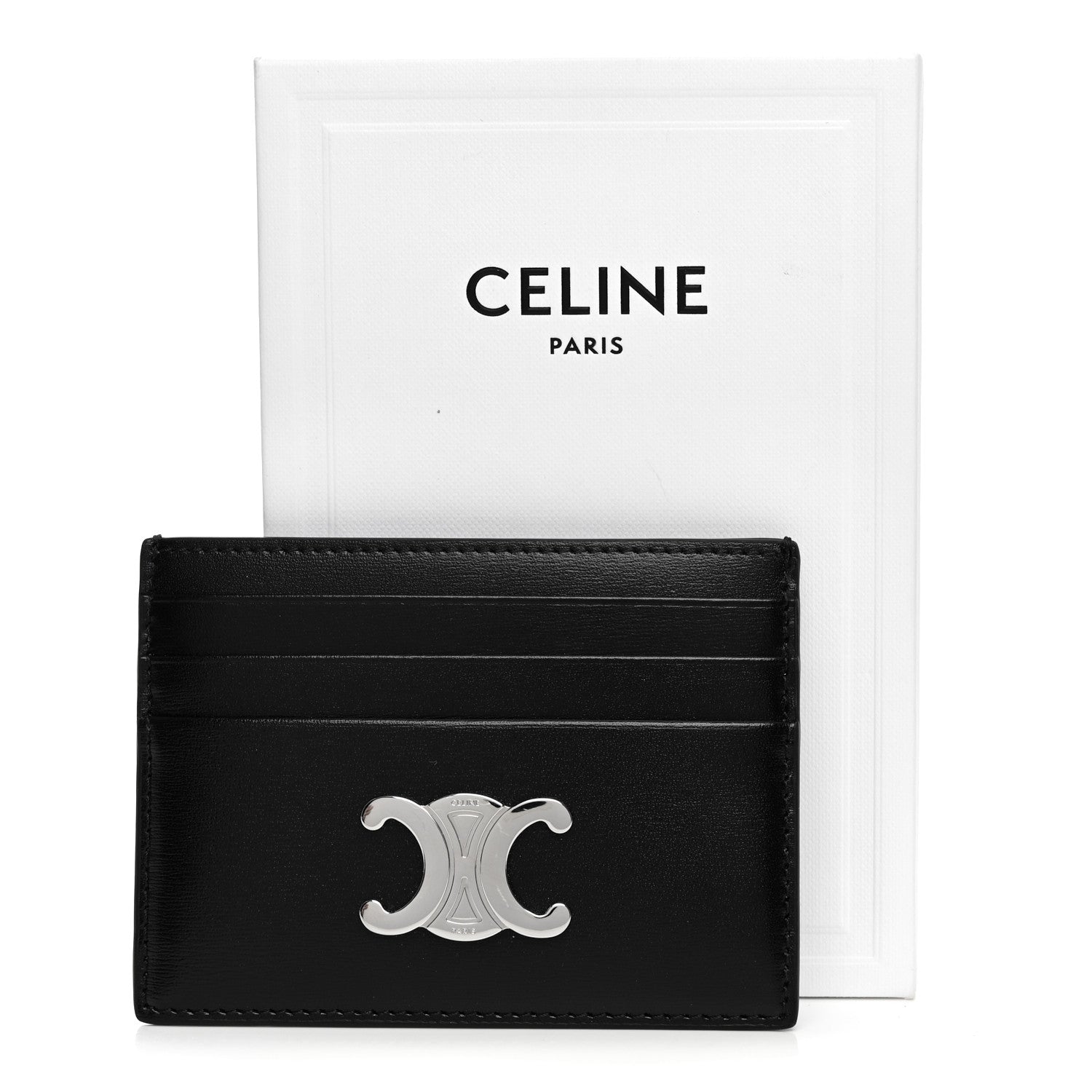 Celine Shiny Calfskin Triomphe Card Holder Black 9 of 9