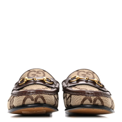 Gucci Monogram Jumbo GG Malaga Kid Womens 1953 Horsebit Loafers 39 Beige Ebony New Acero 3 of 9
