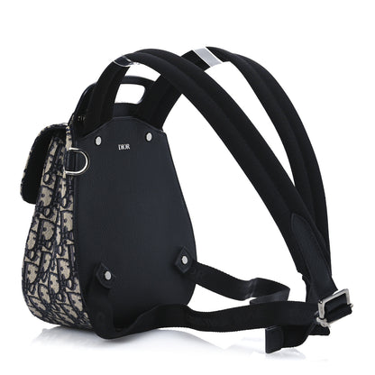Christian Dior HOMME Oblique Calfskin Mens Mini Saddle Backpack Navy Blue 3 of 12