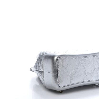 Chanel Metallic Crumpled Calfskin Quilted Gabrielle Backpack Silver 5 of 9