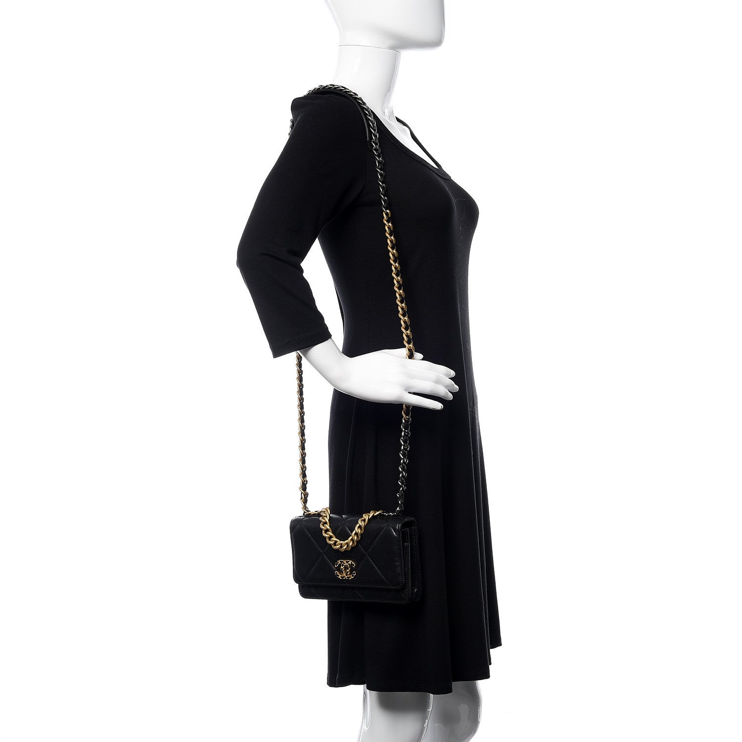 Chanel Goatskin Quilted 19 Wallet On Chain WOC Black 2 of 15