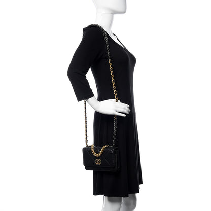 Chanel Goatskin Quilted 19 Wallet On Chain WOC Black 2 of 15