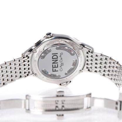 Fendi Stainless Steel Diamond Topaz 38mm Crazy Carats Rotating Gem Quartz Watch Black 6 of 7