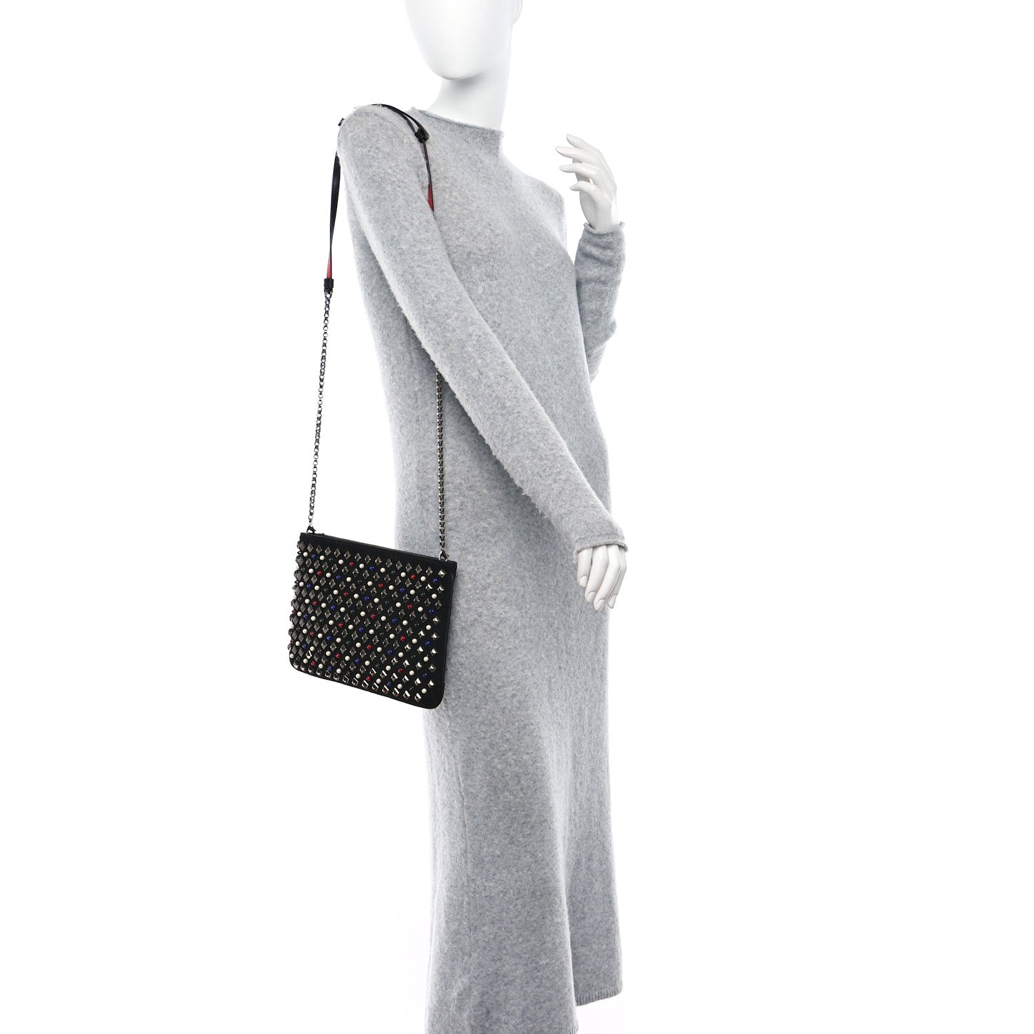 Christian Louboutin Suede Studded Loubiposh Tudor Clutch Black 2 of 8