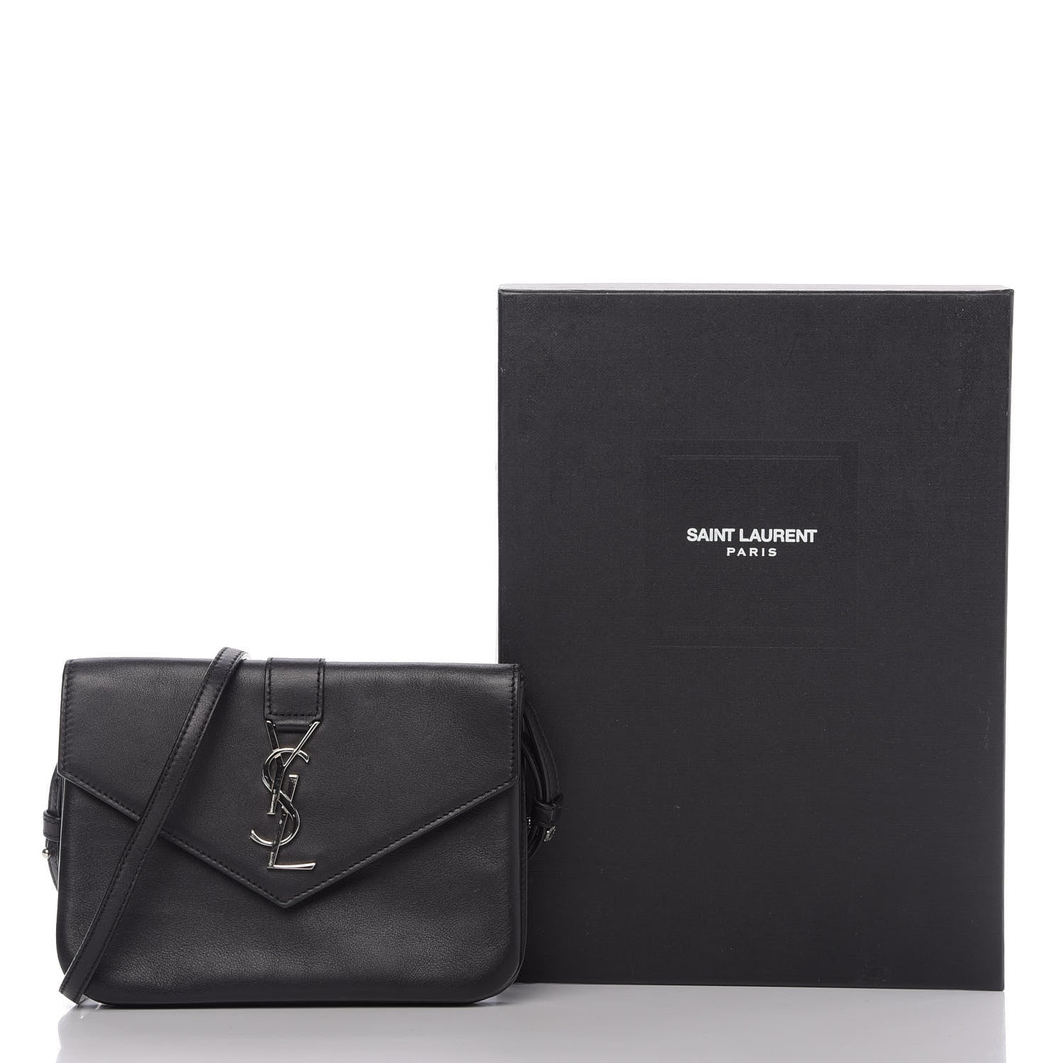 Saint Laurent Calfskin Monogram Tri Pocket Crossbody Bag Black 10 of 10