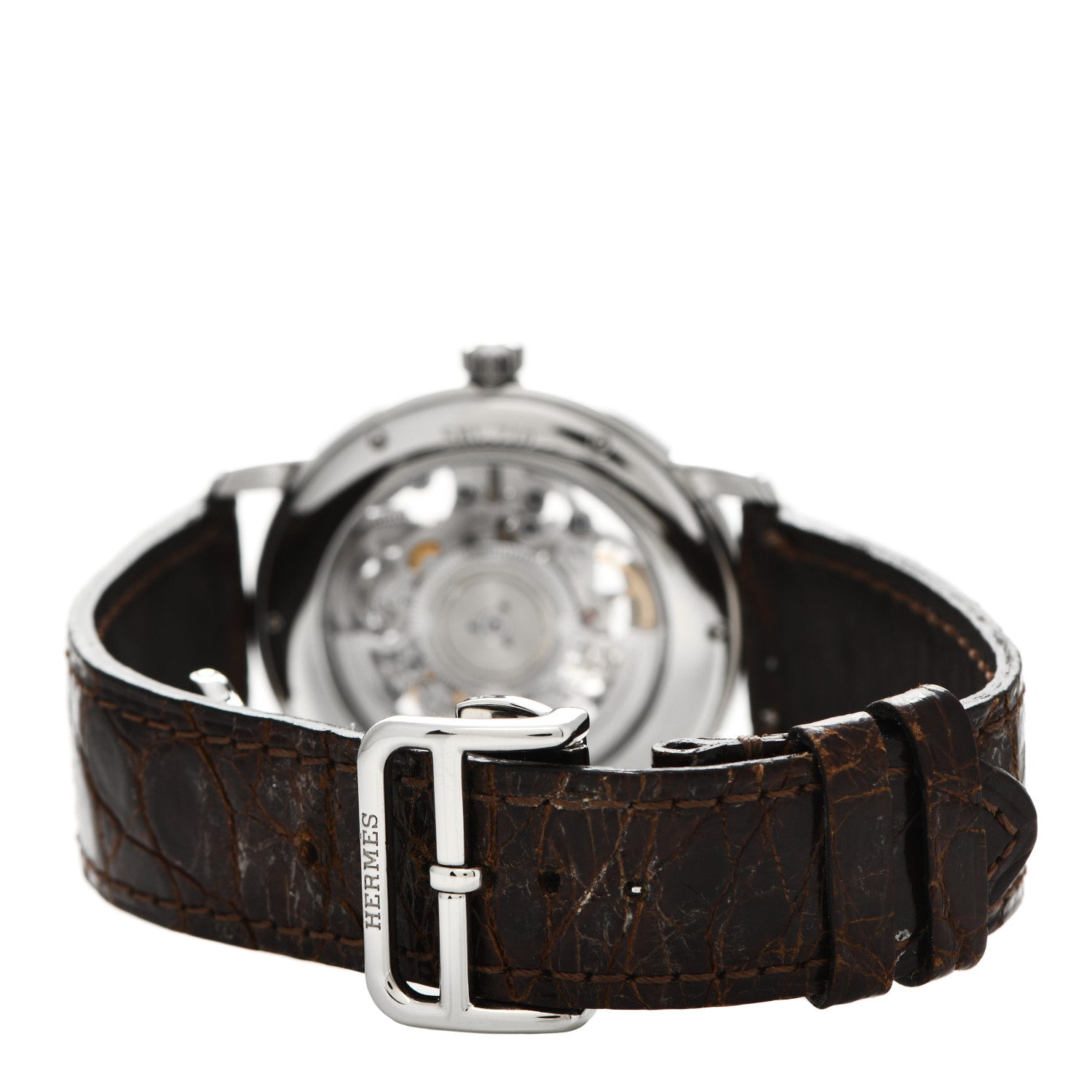 Hermes Stainless Steel Alligator 36mm Sesame TTFM Skeleton Automatic Watch Havane 3 of 4