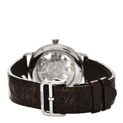 Hermes Stainless Steel Alligator 36mm Sesame TTFM Skeleton Automatic Watch Havane 3 of 4