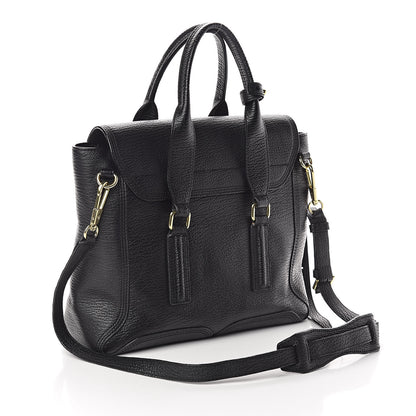 3.1 Phillip Lim 3.1 Textured Calfskin Medium Pashli Satchel Black 3 of 9