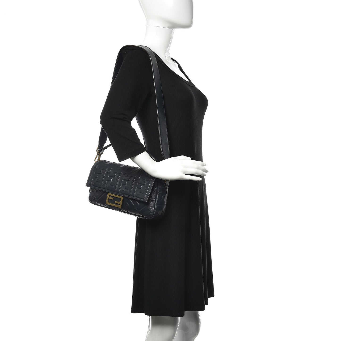 Nappa FF 1974 Embossed Baguette Midnight