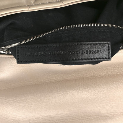 Balenciaga Nappa Calfskin Quilted Touch B Puffy Clutch Light Beige 6 of 10
