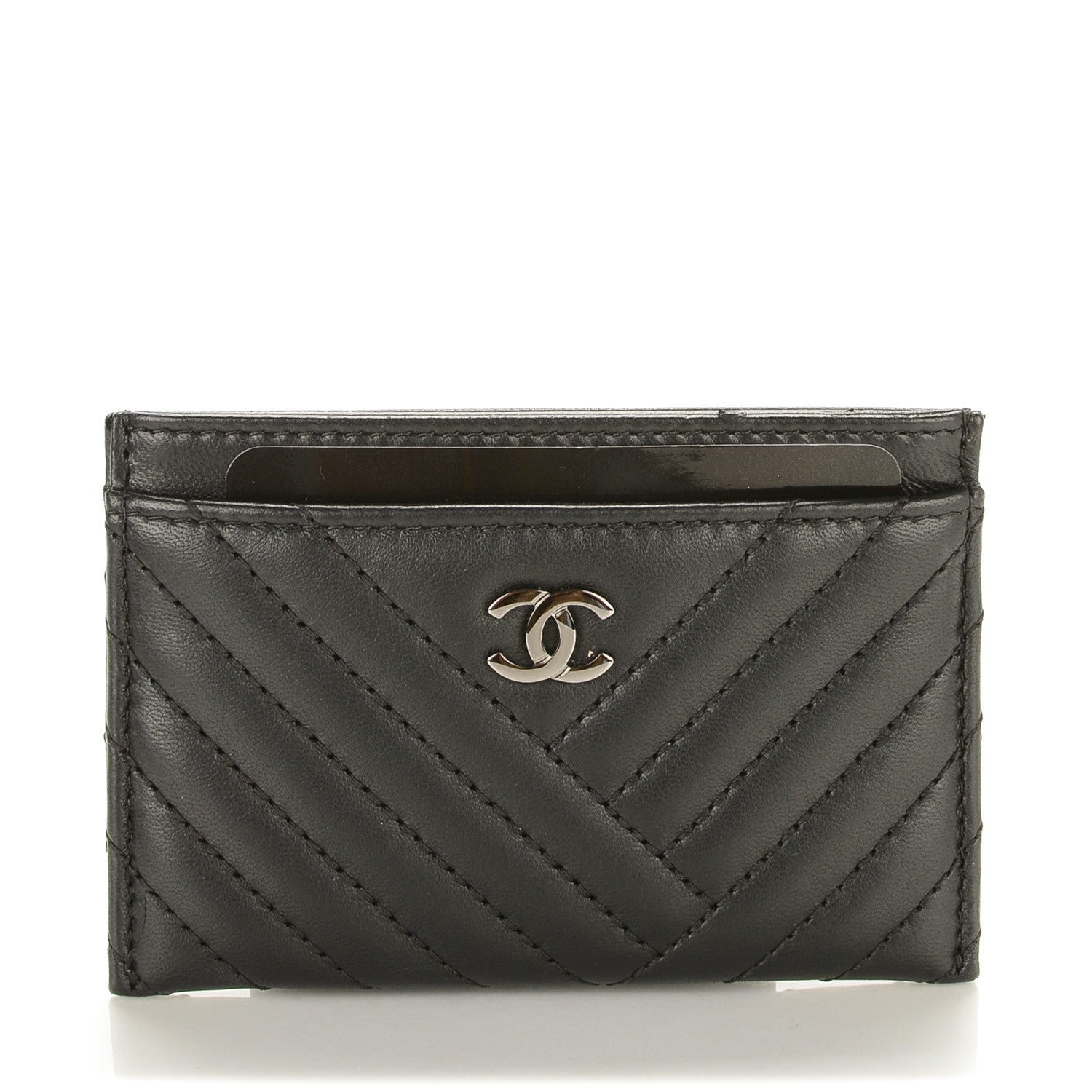 Chanel Lambskin Quilted CC Crossing Card Holder Black 1 of 8